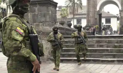 Soldiers are deployed in downtown Quito on January 9, 2024, a day after Ecuadorean President Daniel Noboa declared a state of emergency.