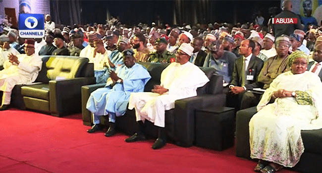 Tinubu, Osinbajo, Aisha, Others In Attendance As Buhari Returns To Abuja For Book Launch