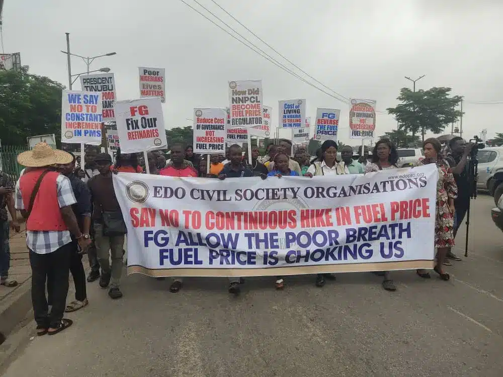 JUST IN: CSO Begins Protest In Edo Over Economic Hardship