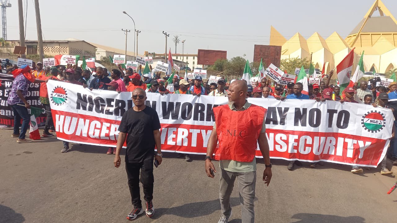 Photos: Joe Ajaero Leads NLC Protest In Abuja