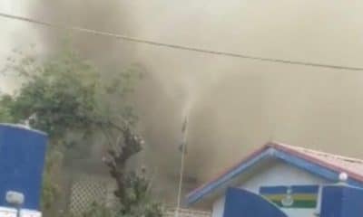JUST IN: Fire Guts Police Station In Kano