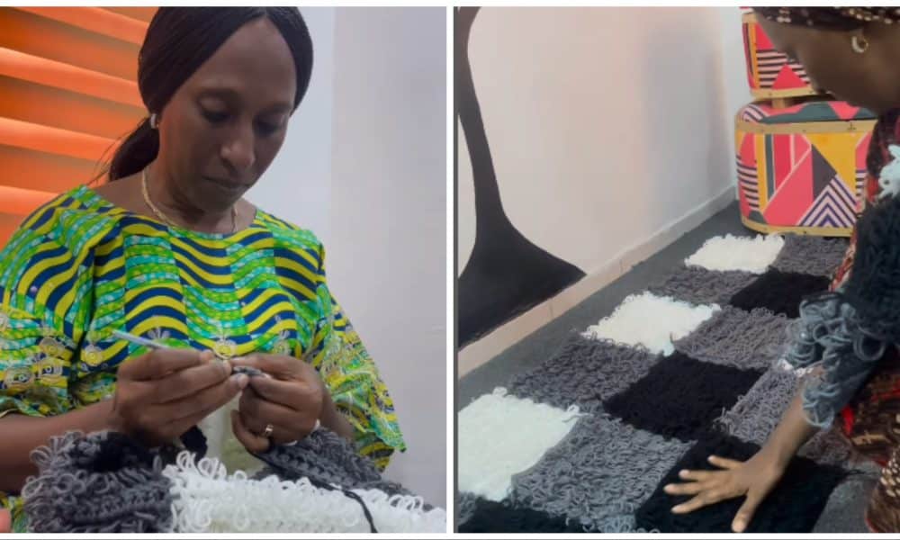 Video Nigerians React As Osinbajo's Wife Handmakes Crochet Rug