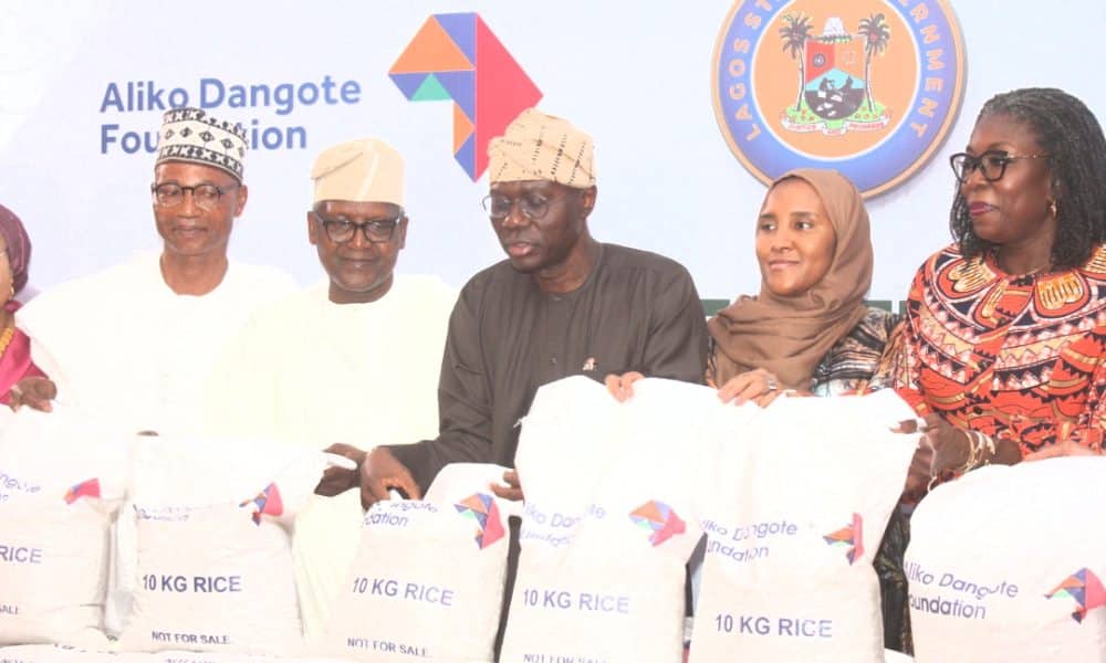 Sanwo-Olu Reacts As Dangote Donates 80,000 Bags Of Rice To Lagosians