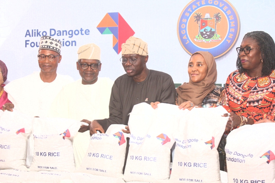 Ramadan Palliative: Sanwo-Olu Reacts As Dangote Donates 80,000 Bags Of Rice To Lagosians