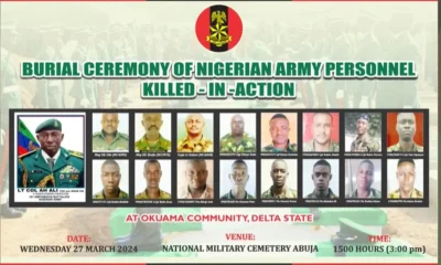 Okuama Massacre: Grief Engulfs Abuja As 17 Soldiers Laid To Rest