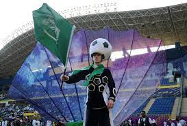 Saudi Arabia fans watch a World Cup match at a fan screening in Marsool Park, Riyadh on November 26, 2022.