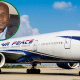 Airpeace aircraft on the tarmac with a picture of the airline CEO, Allen Onyema