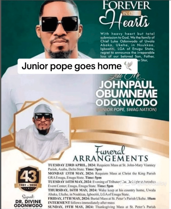 Junior pope burial