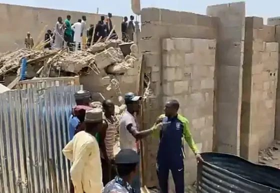 BREAKING: Scores Trapped Under Rubble As Building Collapses In Kano