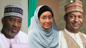 L-R Hadi Sirika, Sadiya Umar-Farouq and Abubakar Malami