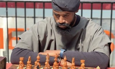 Tunde Onakoya live at the 58-hour chess marathon in Times Square, New York