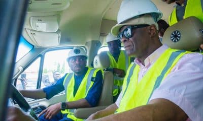 The minister of Finance, Wale Edun with the founder and chairman, Chidi Ajaere during the visit to JET Motor Company Assembly Plant on Friday.