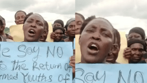 JUST IN: Women Protest In Okuama Over Alleged Return Of Armed Men In The Community