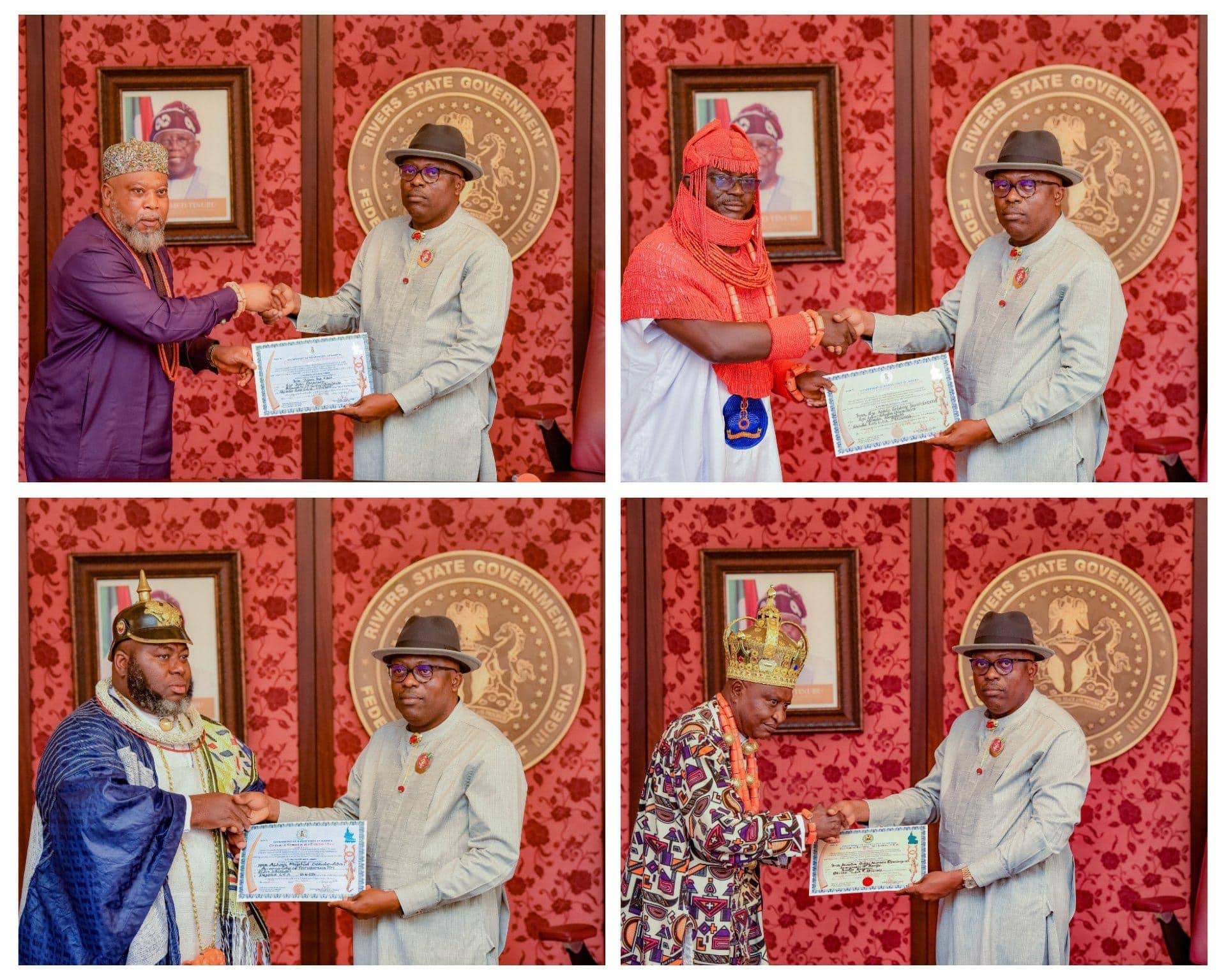 Fubara Presents Traditional Ruler Certificate To Asari Dokubo, Three Others