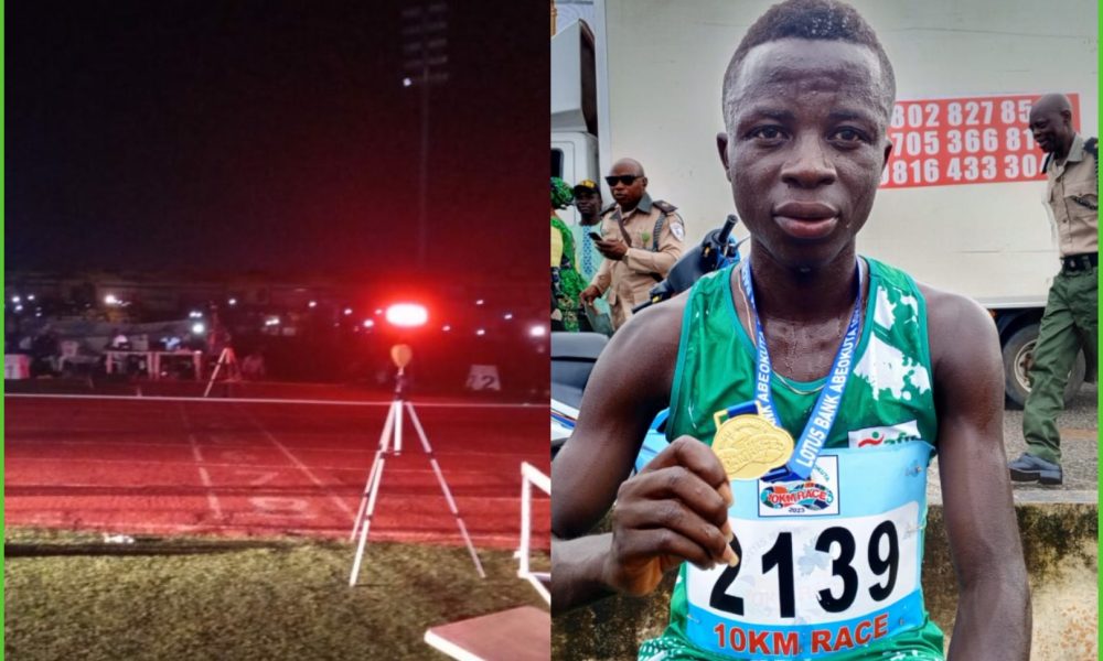 Francis James Reacts After Winning Gold In Abeokuta Under Darkness