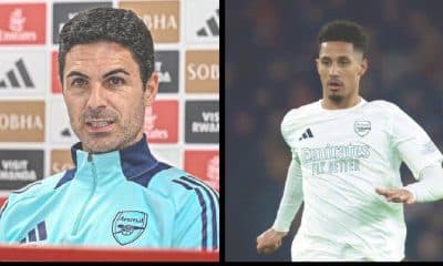 William Saliba and Mikel Arteta