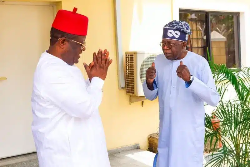 L-R: Minister of Works, David Umahi and President Bola Tinubu