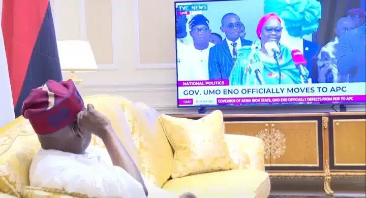 Tinubu Monitors Gov Umo Eno Dump PDP For APC (Video)