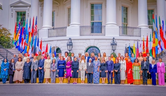 Nigeria's First Lady Remi Tinubu alongside other participants at the “Fostering the future together summit” held at the White House