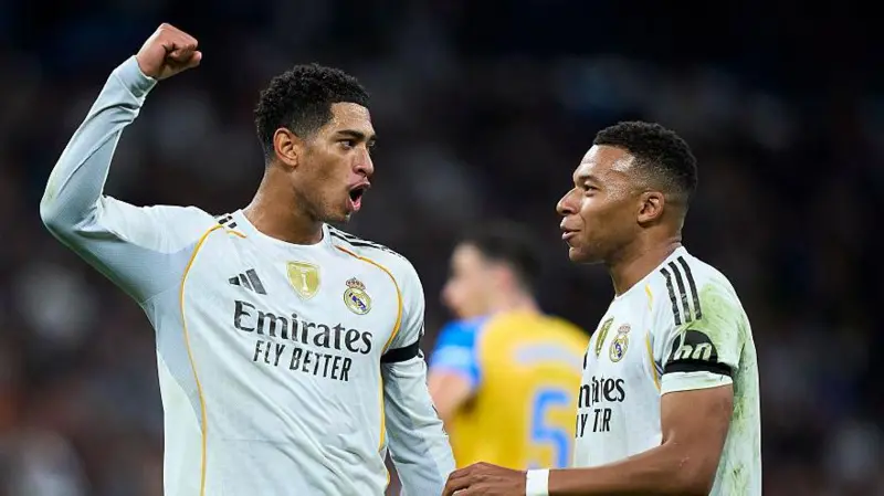 File photo of Real Madrid players, Jude Bellingham, and Kylian Mbappe.
