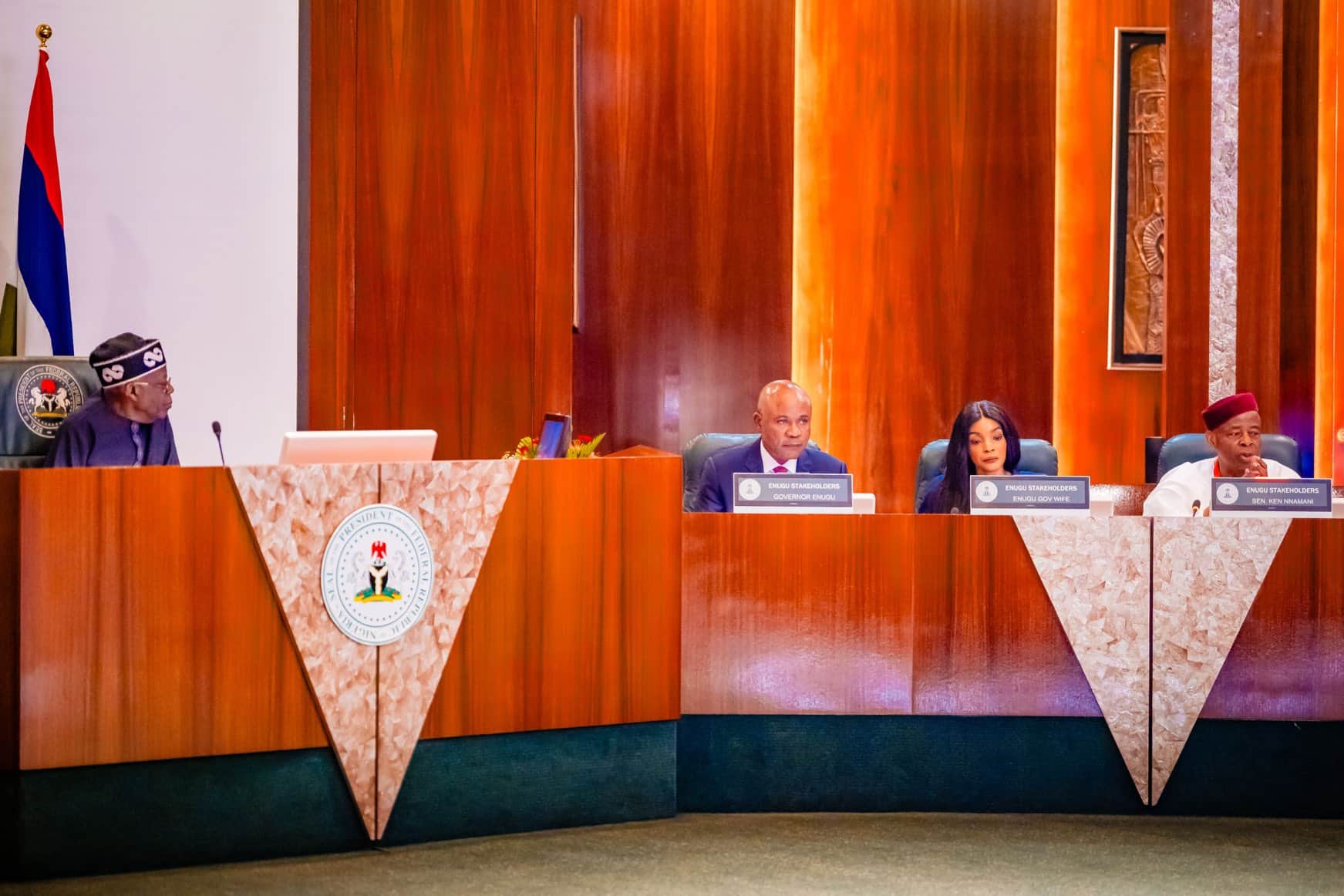 President Tinubu during meeting with Enugu stakeholders led by Gov. Peter Mbah