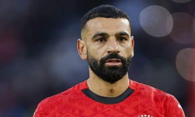 Mohamed Salah in the colours of Egypt's national football team.