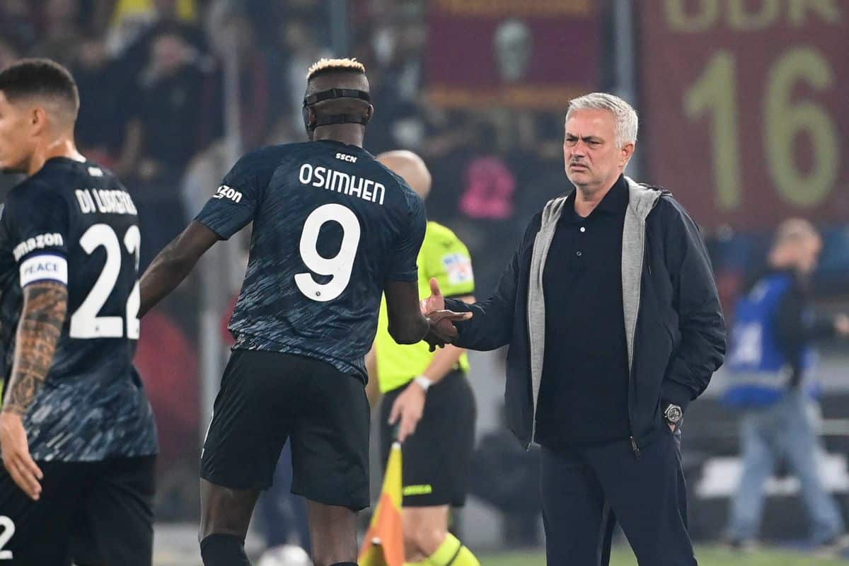 File photo of Victor Osimhen and coach Jose Mourinho