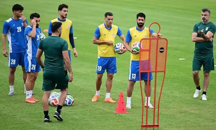 File photo of Iranian footballers in training.