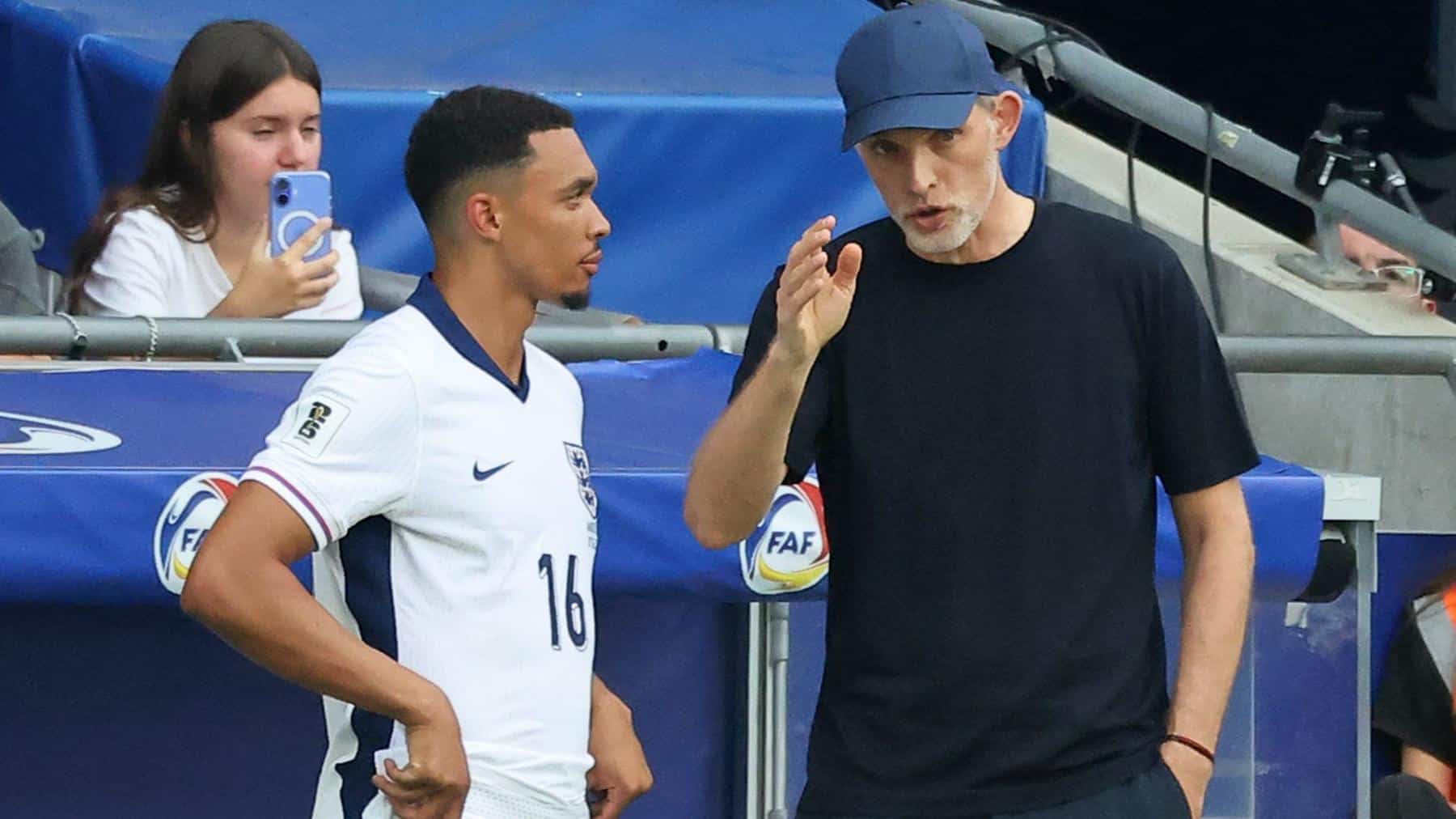 File photo of Trent Alexander-Arnold and England head coach, Thomas Tuchel.