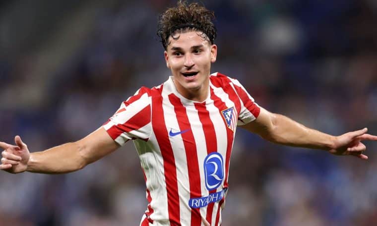 File photo of Julián Álvarez celebrating after scoring for Atletico Madrid.
