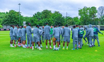 File photo of Super Eagles of Nigeria players before a training session.