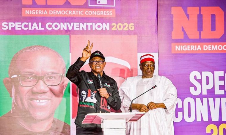 NDC 2027 Presidential Candidate, Peter Obi and his running mate, Rabiu Kwankwaso