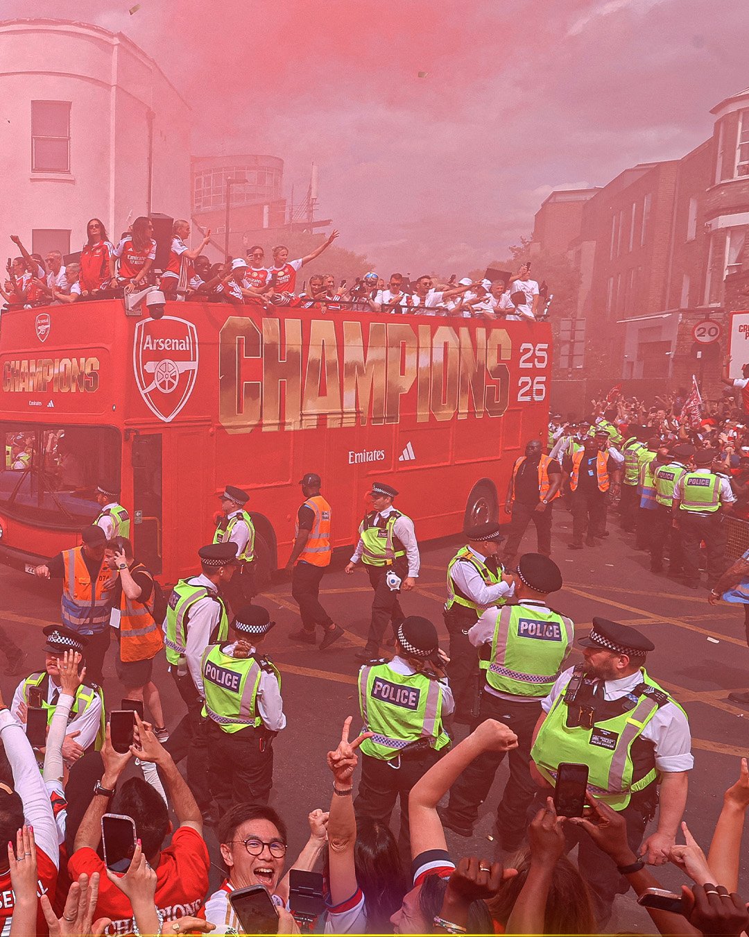 Arsenal players carry out their trophy parade in the streets of London on Sunday, May 31.