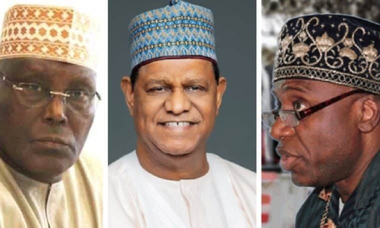 L-R ADC Chieftains, Atiku Abubakar, Mohammed Hayatu-Deen and Rotimi Amaechi