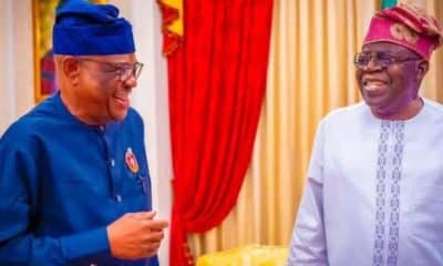 L-R FCT Minister, Nyesom Wike, President Bola Tinubu