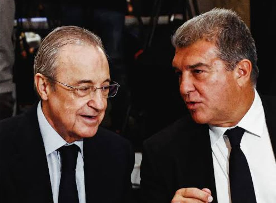File photo of Real Madrid president Florentino Pérez and FC Barcelona president, Joan Laporta