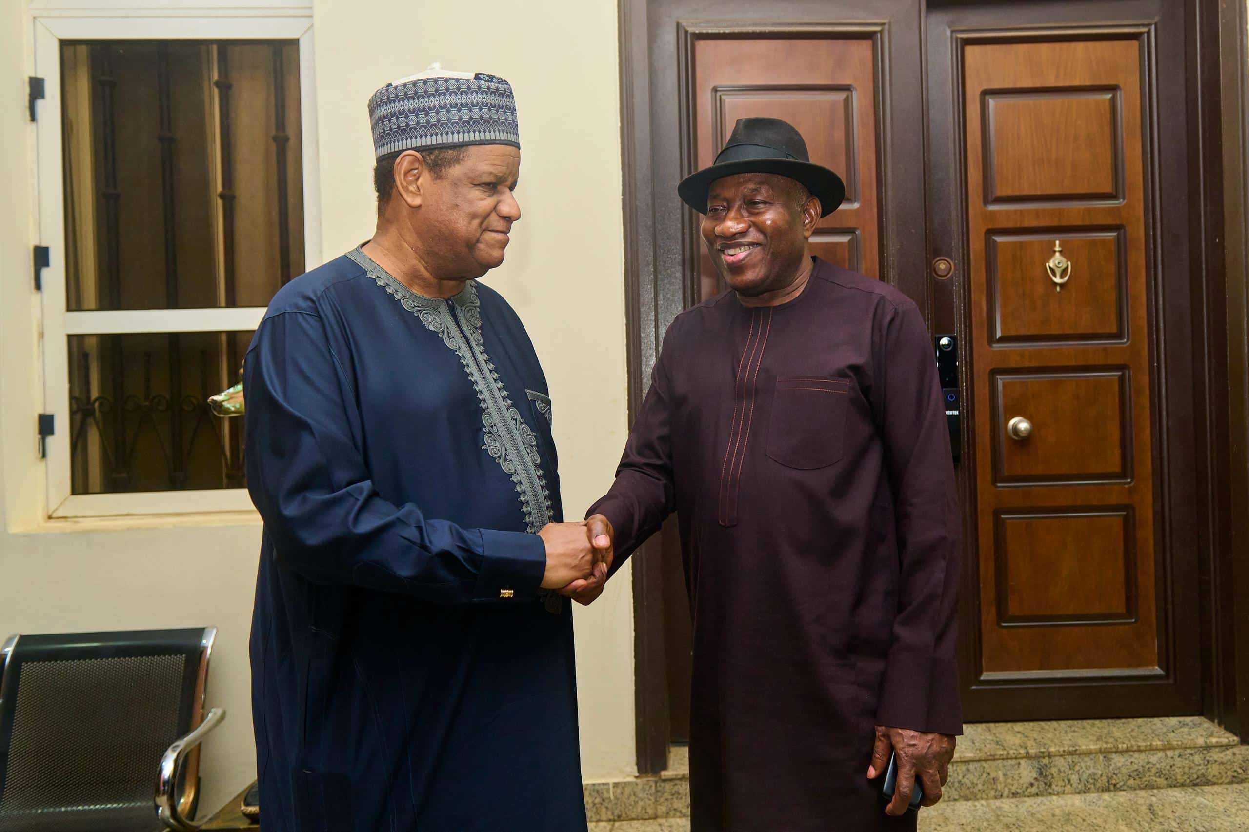 L-R: ADC presidential aspirant, Mohammed Hayatu-Deen and former President Goodluck Jonathan