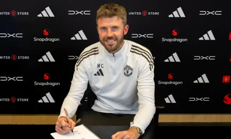 Michael Carrick during his unveiling as the permanent manager of Manchester United on Friday, May 22.