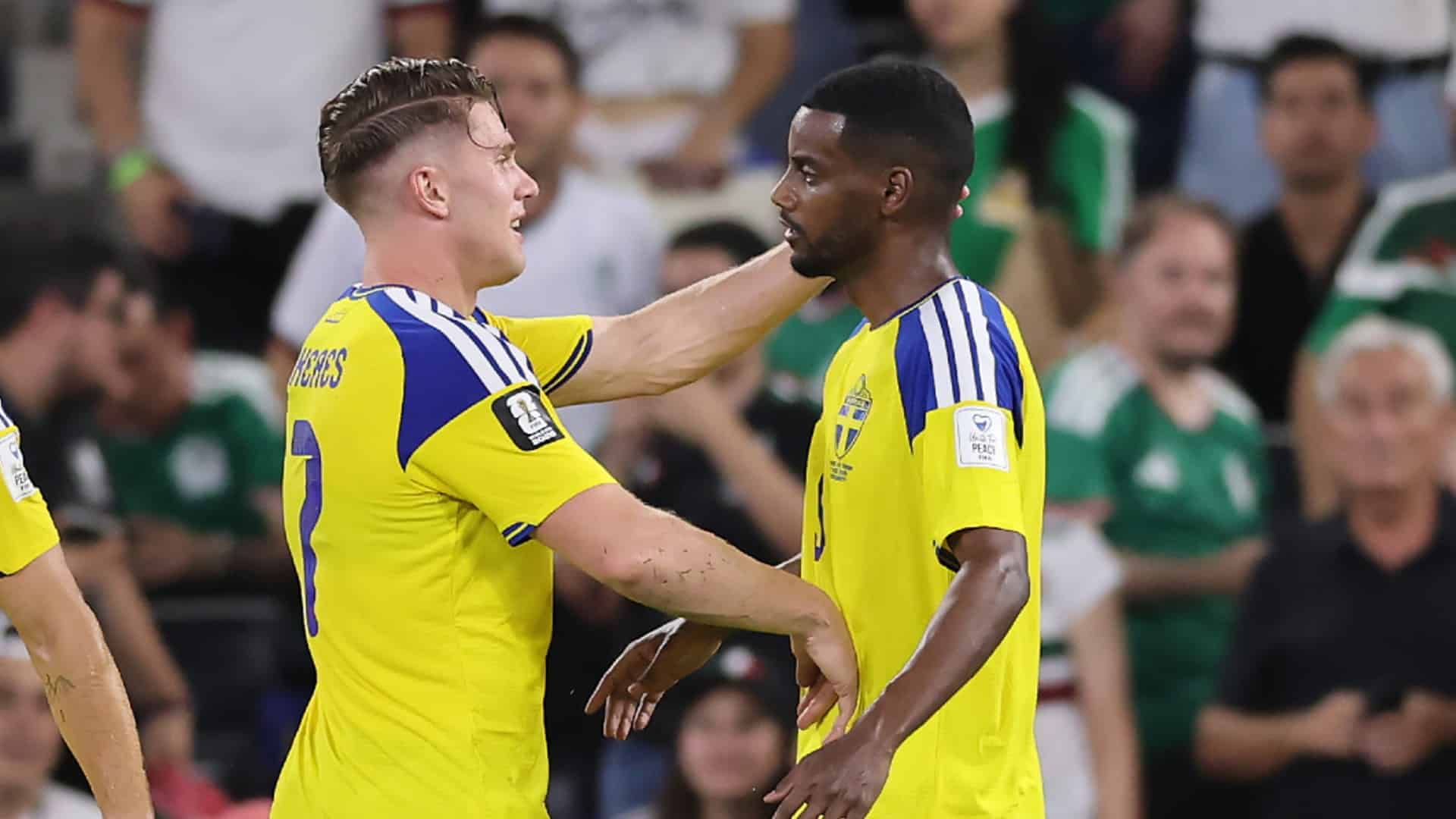 Viktor Gyokeres and Alexander Isak celebrate after helping Sweden beat Tunisia in their 2026 FIFA World Cup opener.
