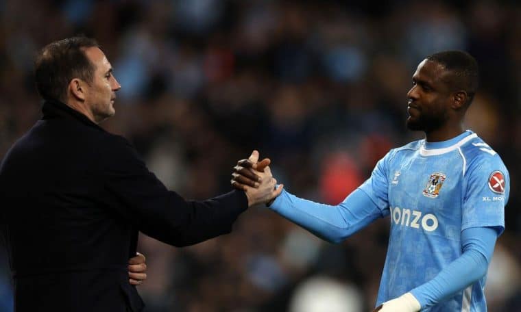 Coventry City Coach, Frank Lampard and Nigerian midfielder, Frank Onyeka.
