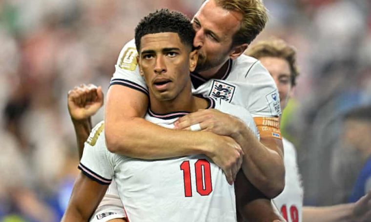 Jude Bellingham and Harry Kane celebrate England's World Cup match win over Croatia on Wednesday, June 17, 2026.