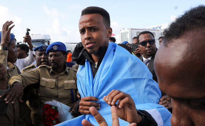 Omar Artan received a heroic welcome in Somalia.