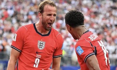 Harry Kane celebrates with Jude Bellingham at the 2026 FIFA World Cup.