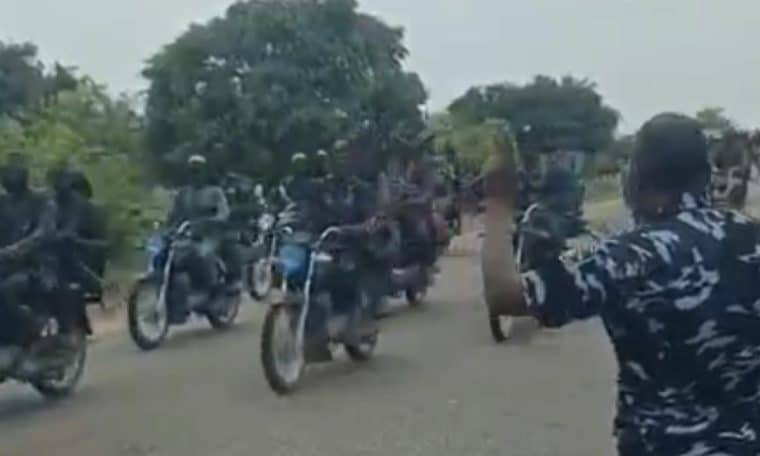 Armed bandits on motorcycles.