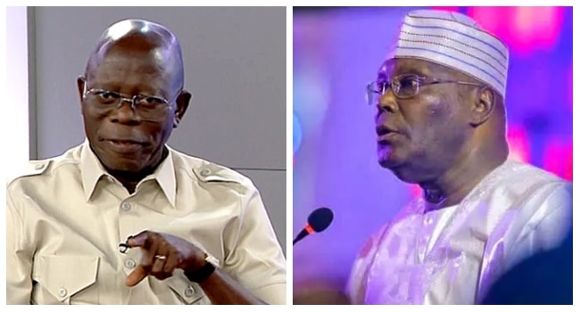 L-R Senator Adams Oshiomhole and Former Vice President, Atiku Abubakar