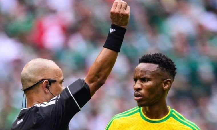 Themba Zwane shown a red card during Mexico and South Africa 2026 World Cup opener.