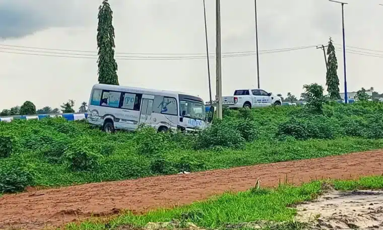 A scene of an accident involving Rivers United players and officials.