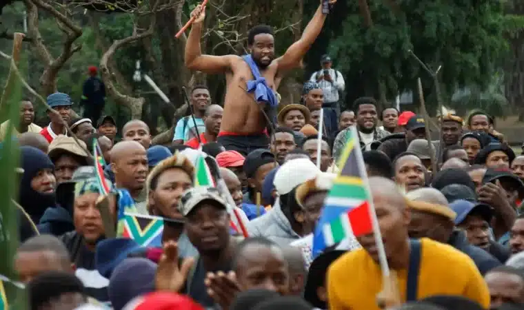 South Africa Anti-immigration protesters. Photo: BBC