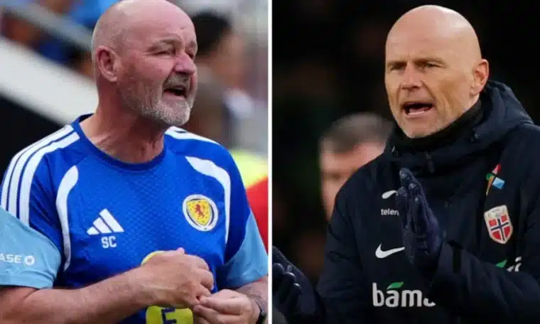 Scotland manager Steve Clarke and Norway coach Ståle Solbakken