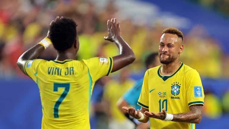 Vinicius Junior celebrate with Neymar at the 2026 World Cup.